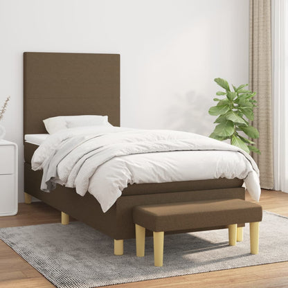 Box Spring Postel S Matrací Tmavě Hnědá 100 X 200 Cm Textil