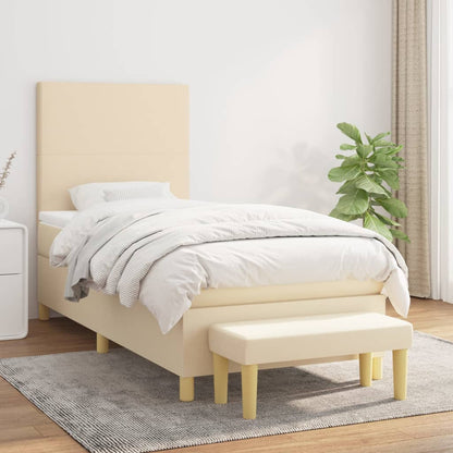 Box Spring Postel S Matrací Textil Krémová