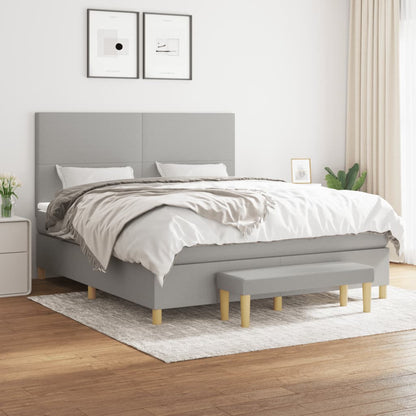 Box Spring Postel S Matrací Textil Světle Šedá