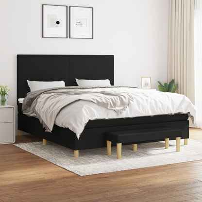 Box Spring Postel S Matrací Černá Textil Černá