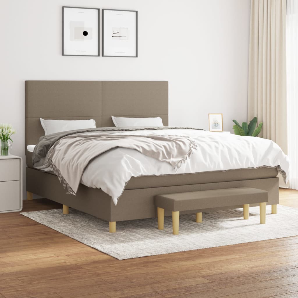Box Spring Postel S Matrací Textil Taupe