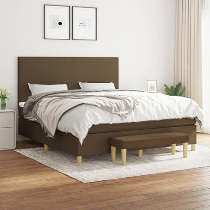 Box Spring Postel S Matrací Tmavě Hnědá 180X200 Cm Textil