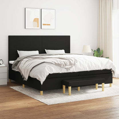 Box Spring Postel S Matrací Černá Textil Černá