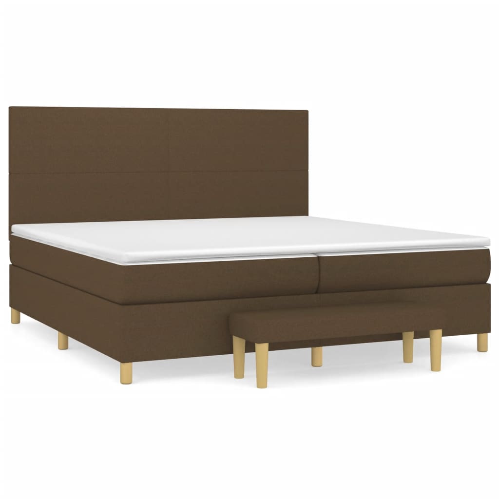 Box Spring Postel S Matrací Tmavě Hnědá 200X200 Cm Textil