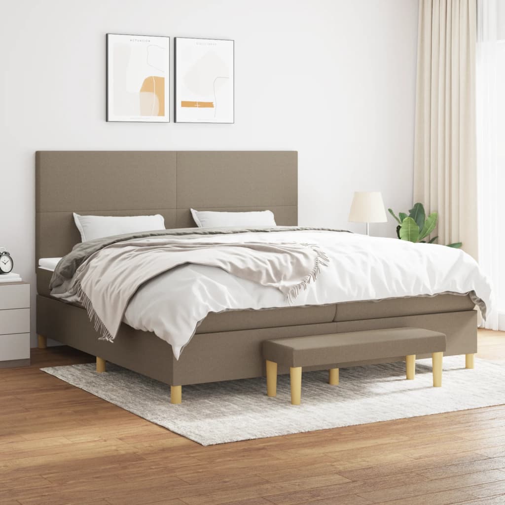 Box Spring Postel S Matrací Textil Taupe