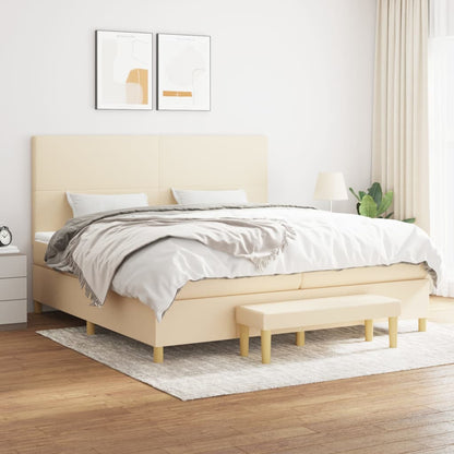 Box Spring Postel S Matrací Textil Krémová