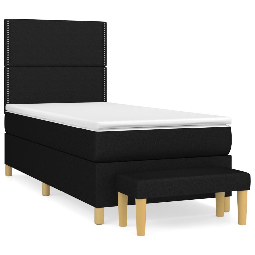 Box Spring Postel S Matrací Černá Textil Černá
