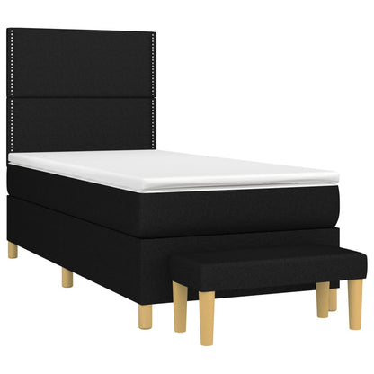 Box Spring Postel S Matrací Černá Textil Černá