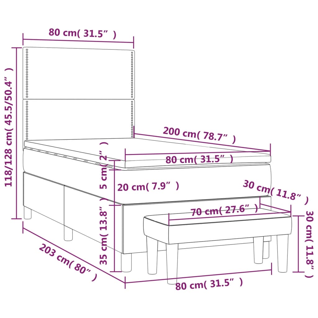 Box Spring Postel S Matrací Černá Textil Černá