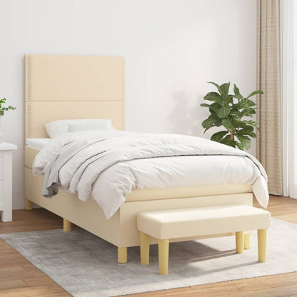 Box Spring Postel S Matrací Textil Krémová