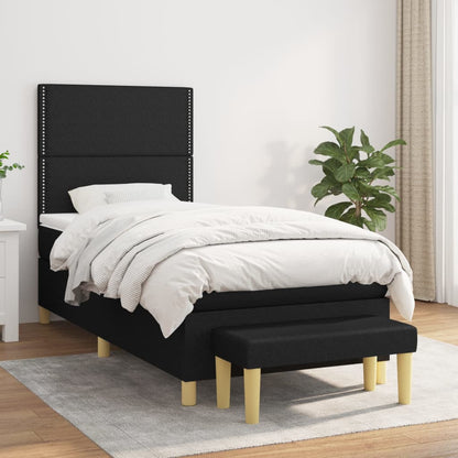 Box Spring Postel S Matrací Černá Textil Černá