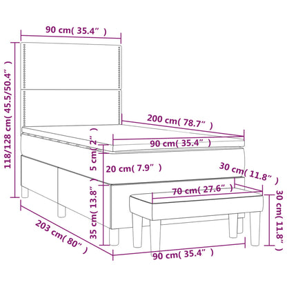 Box Spring Postel S Matrací Tmavě Hnědá 90X200 Cm Textil