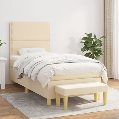 Box Spring Postel S Matrací Textil Krémová