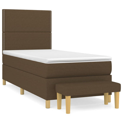 Box Spring Postel S Matrací Tmavě Hnědá 100 X 200 Cm Textil