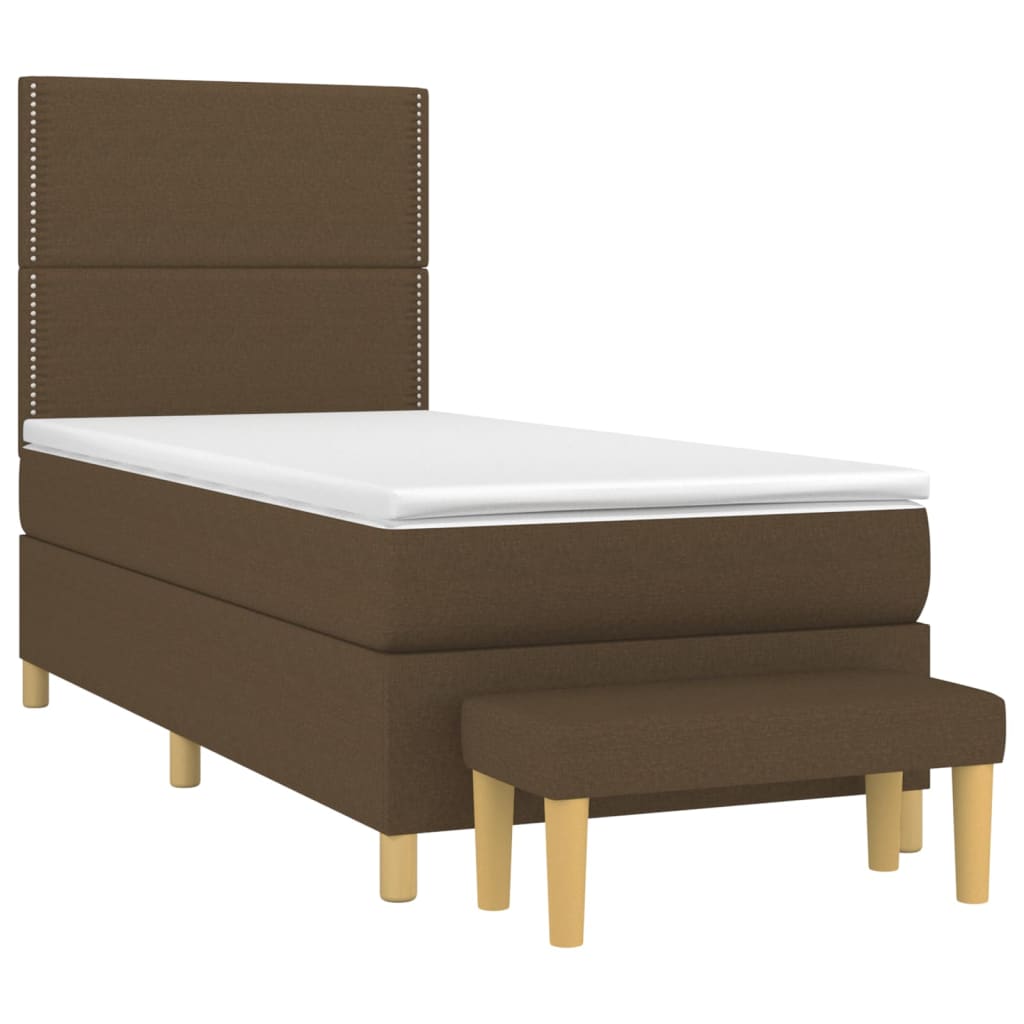 Box Spring Postel S Matrací Tmavě Hnědá 100 X 200 Cm Textil