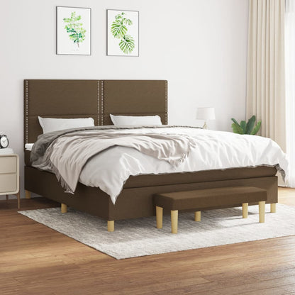 Box Spring Postel S Matrací Tmavě Hnědá 180X200 Cm Textil
