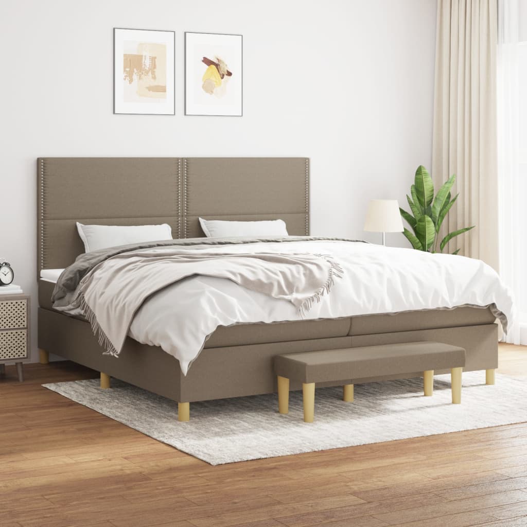 Box Spring Postel S Matrací Textil Taupe