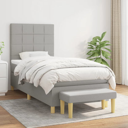 Box Spring Postel S Matrací Textil Světle Šedá