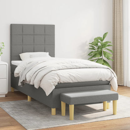 Box Spring Postel S Matrací Textil Tmavě Šedá