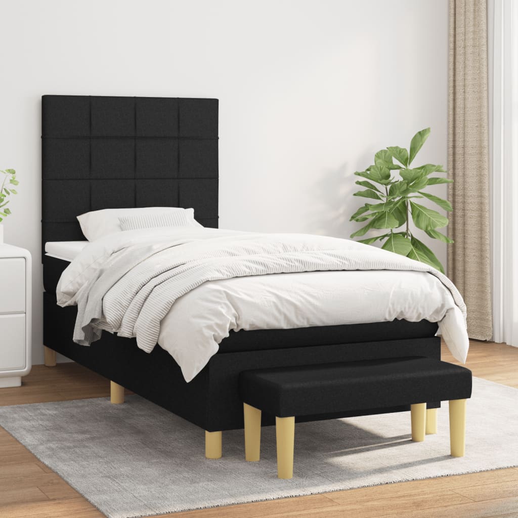 Box Spring Postel S Matrací Černá Textil Černá