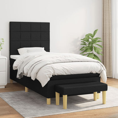 Box Spring Postel S Matrací Černá Textil Černá