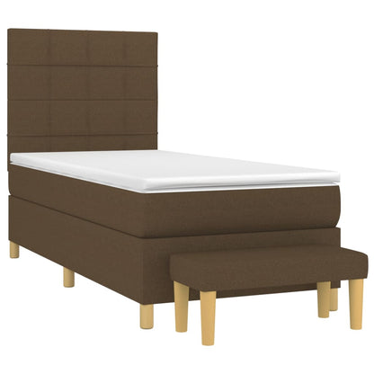 Box Spring Postel S Matrací Textil Tmavě Hnědá