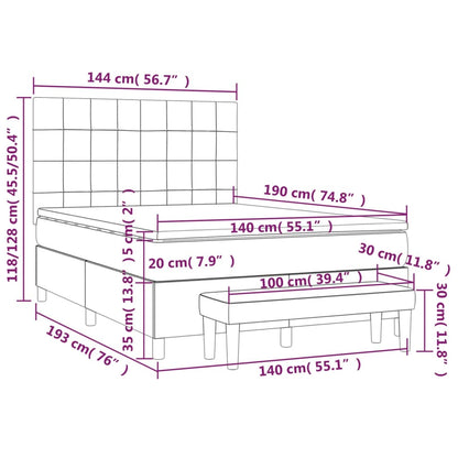 Box Spring Postel S Matrací Tmavě Hnědá 140X190 Cm Textil