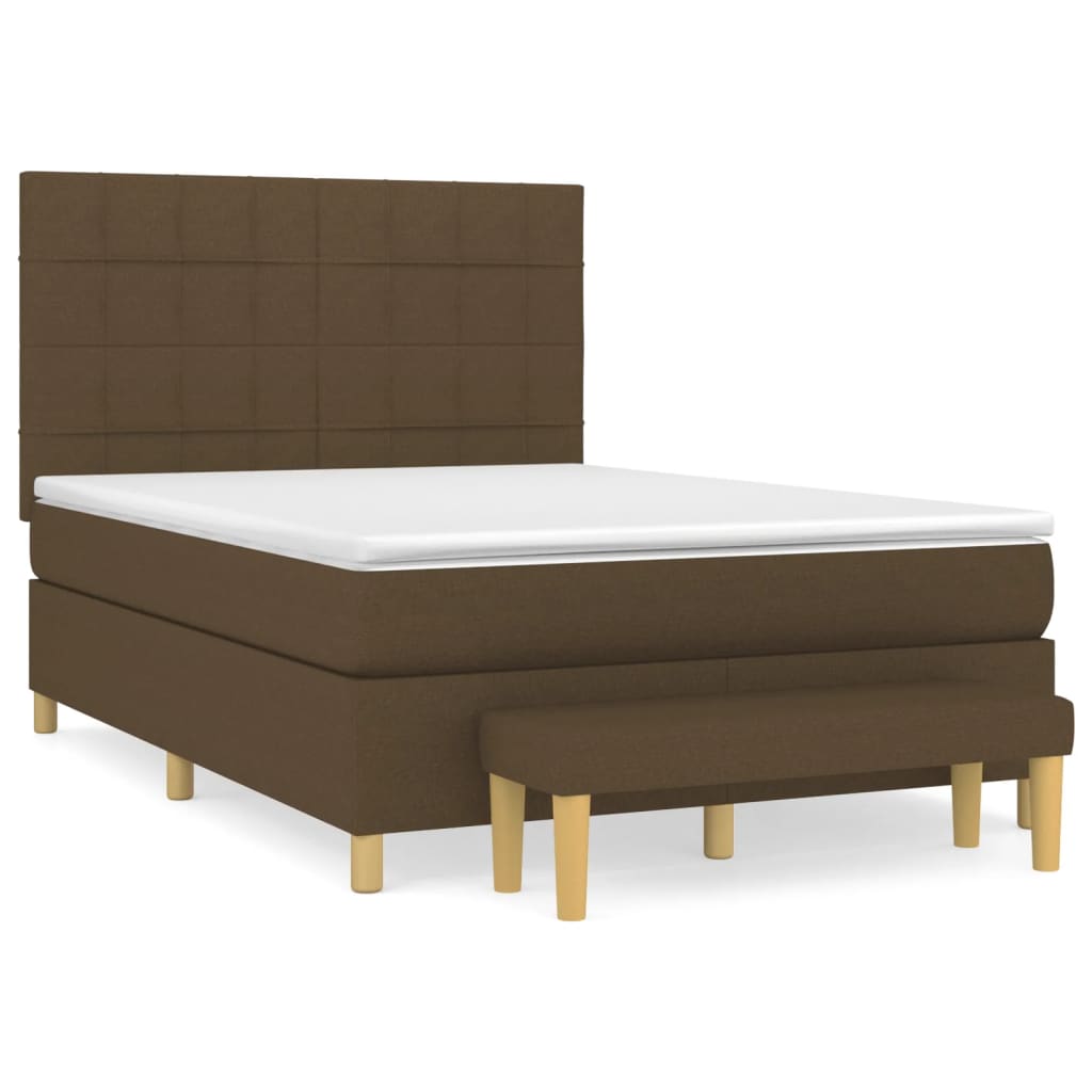 Box Spring Postel S Matrací Tmavě Hnědá 140X200 Cm Textil