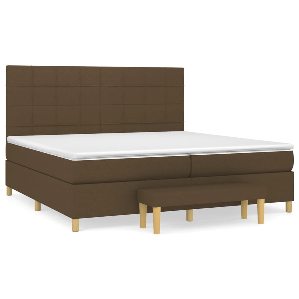 Box Spring Postel S Matrací Tmavě Hnědá 200X200 Cm Textil