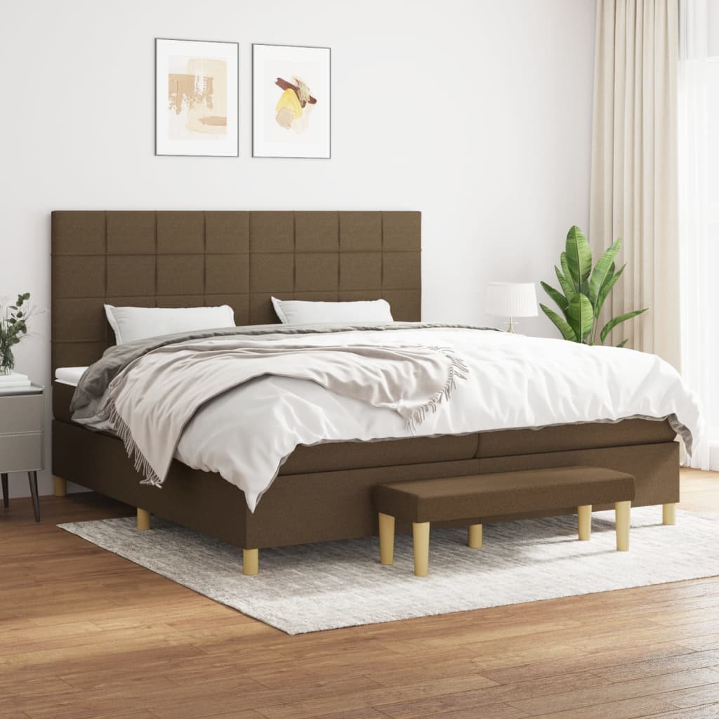 Box Spring Postel S Matrací Tmavě Hnědá 200X200 Cm Textil