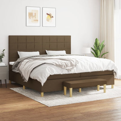 Box Spring Postel S Matrací Tmavě Hnědá 200X200 Cm Textil
