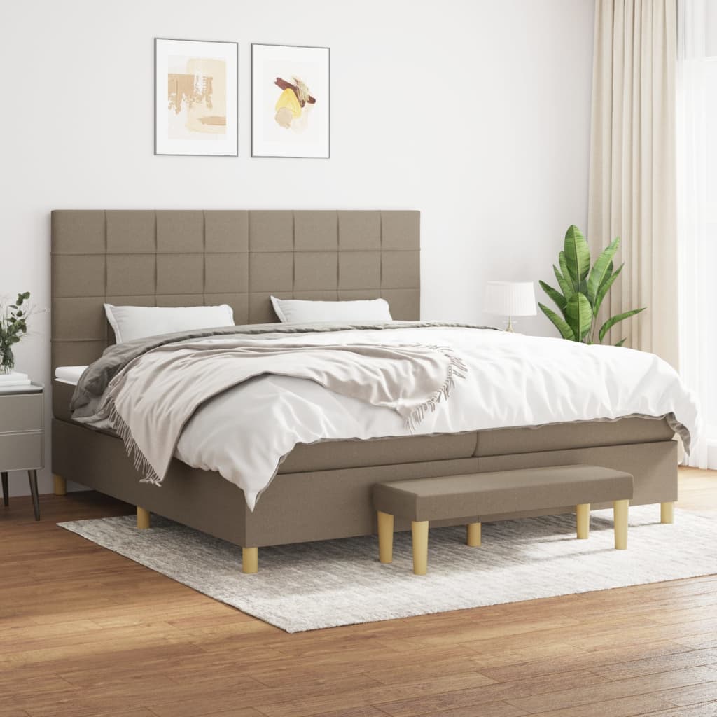 Box Spring Postel S Matrací Textil Taupe