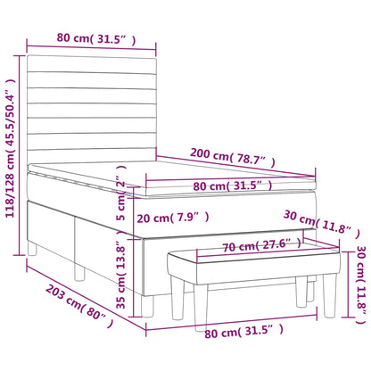 Box Spring Postel S Matrací Tmavě Hnědá 80X200 Cm Textil
