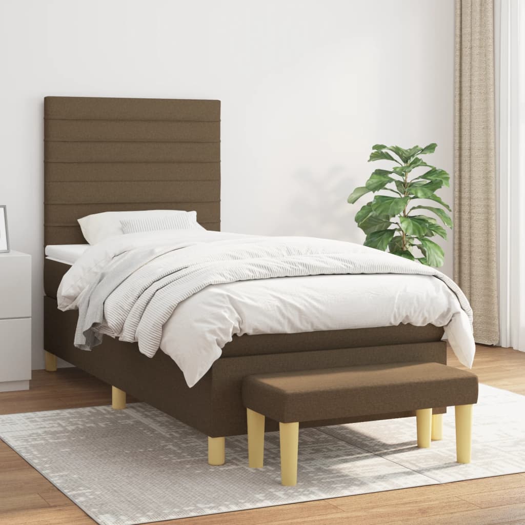 Box Spring Postel S Matrací Tmavě Hnědá 80X200 Cm Textil