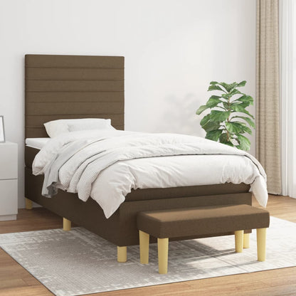 Box Spring Postel S Matrací Tmavě Hnědá 80X200 Cm Textil