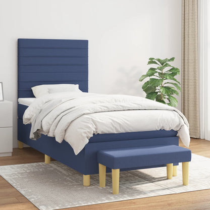Box Spring Postel S Matrací Černá Textil Modrá