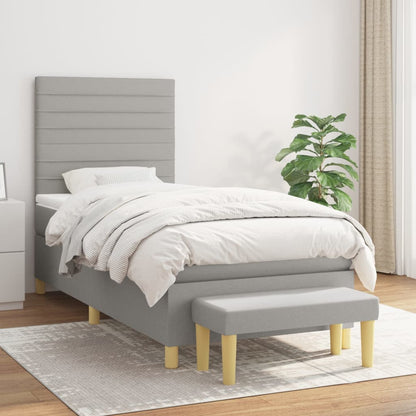 Box Spring Postel S Matrací Textil Světle Šedá
