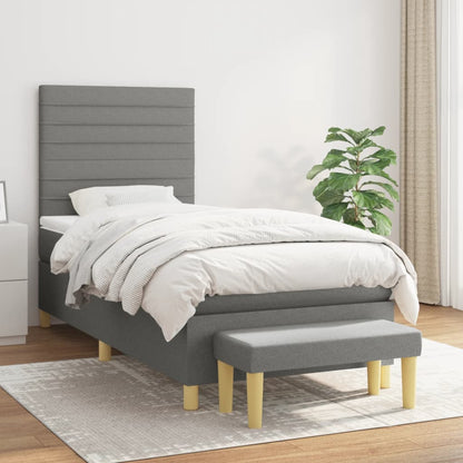 Box Spring Postel S Matrací Textil Tmavě Šedá