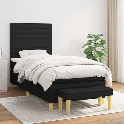 Box Spring Postel S Matrací Černá Textil Černá