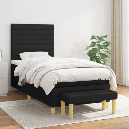 Box Spring Postel S Matrací Černá Textil Černá