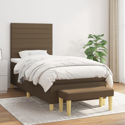 Box Spring Postel S Matrací Tmavě Hnědá 100 X 200 Cm Textil