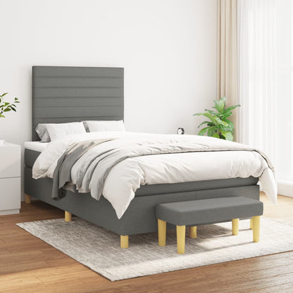 Box Spring Postel S Matrací Textil Tmavě Šedá