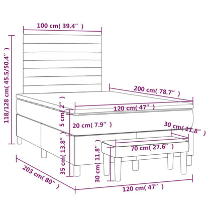 Box Spring Postel S Matrací Tmavě Hnědá 120X200 Cm Textil