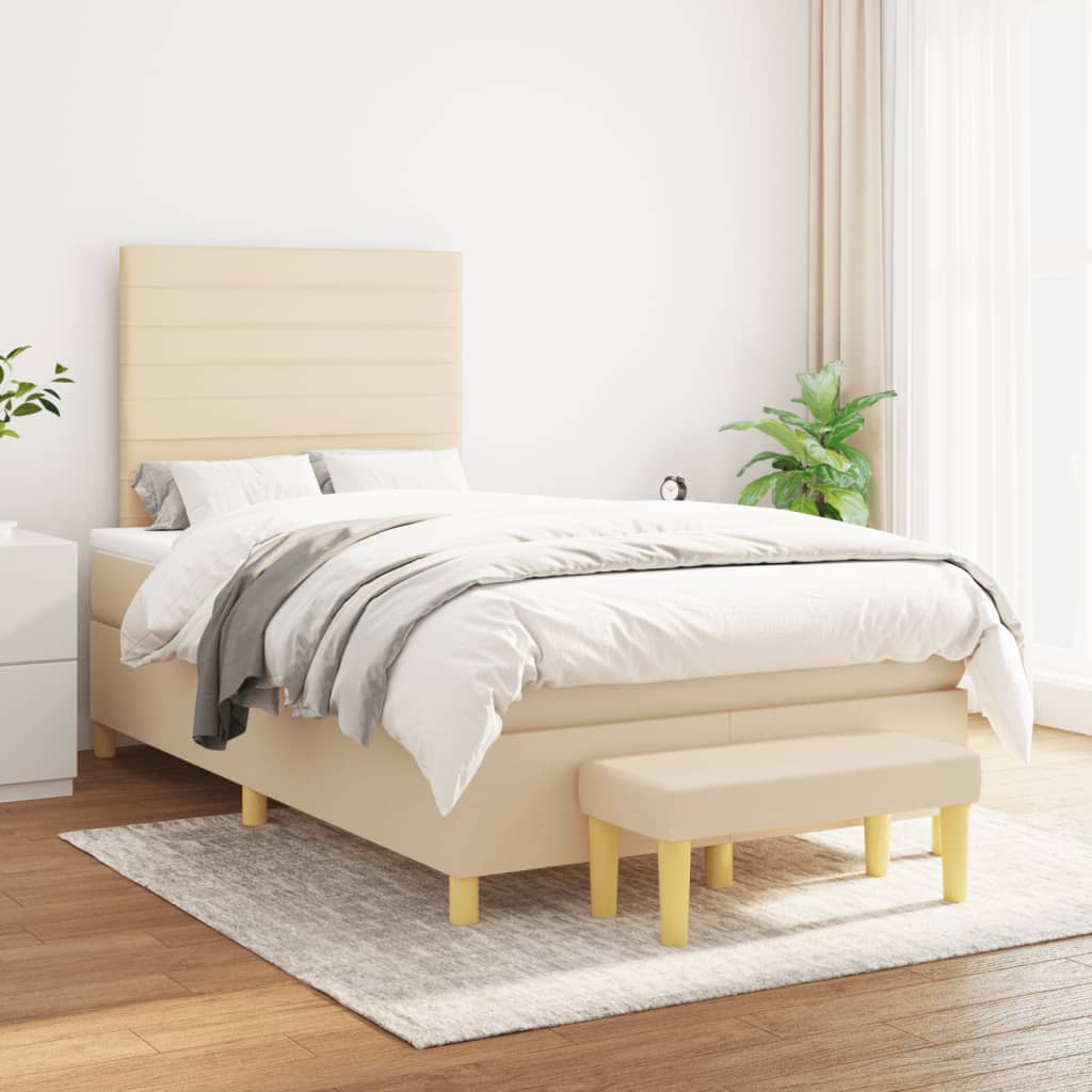 Box Spring Postel S Matrací Textil Krémová