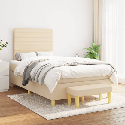 Box Spring Postel S Matrací Textil Krémová
