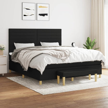 Box Spring Postel S Matrací Černá Textil Černá