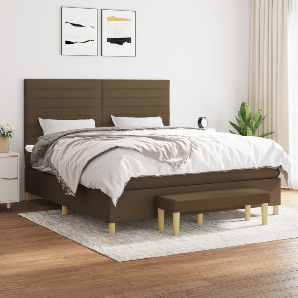 Box Spring Postel S Matrací Tmavě Hnědá 160X200 Cm Textil