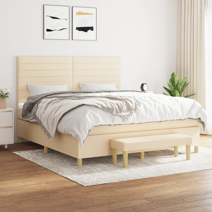 Box Spring Postel S Matrací Textil Krémová