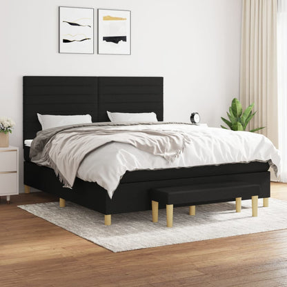 Box Spring Postel S Matrací Černá Textil Černá