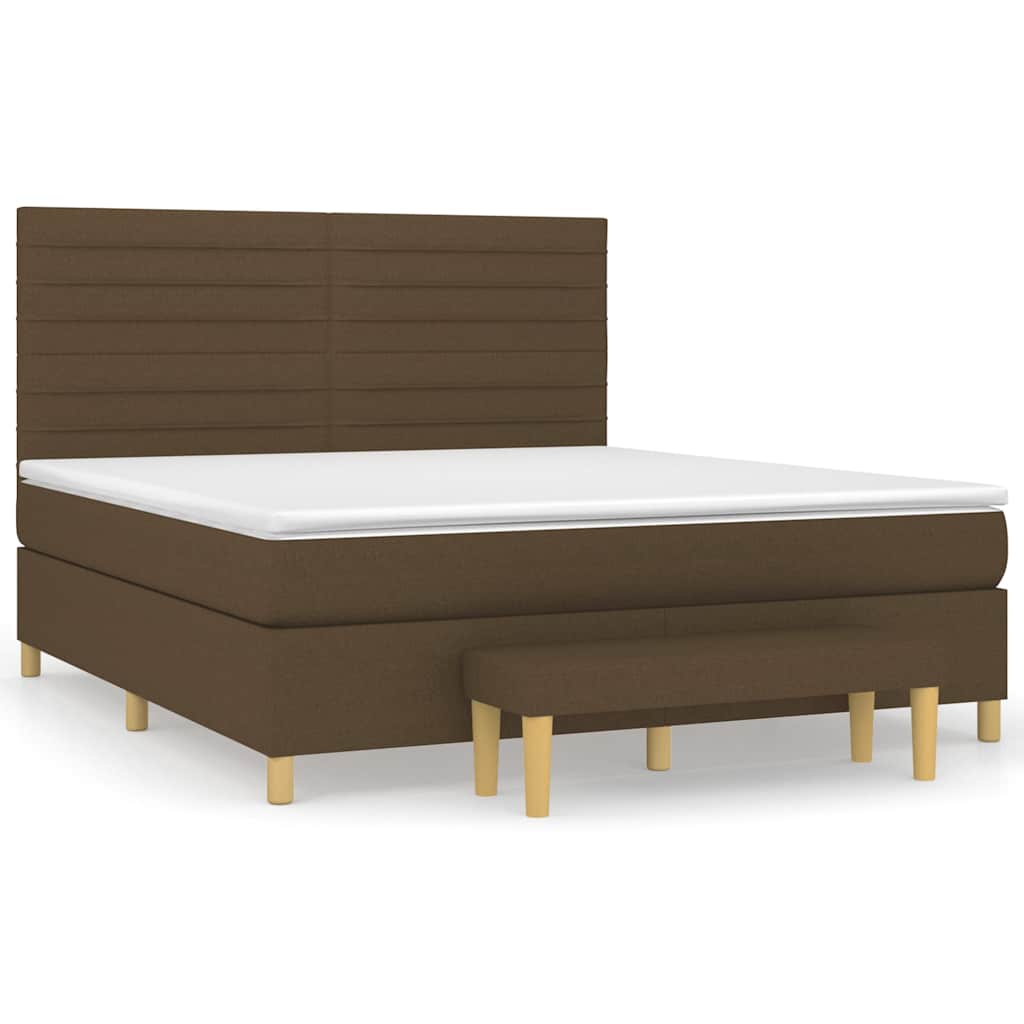 Box Spring Postel S Matrací Tmavě Hnědá 180X200 Cm Textil